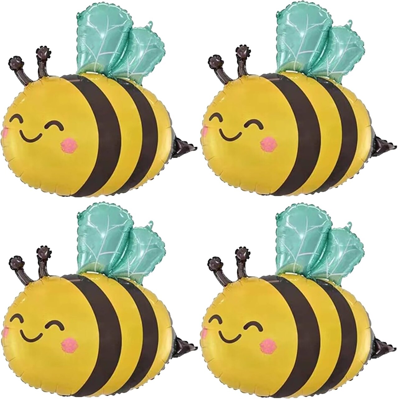 4-Piece Bee Balloon Set – 31-Inch Foil Balloons for Birthday Parties & Baby Showers (Yellow)